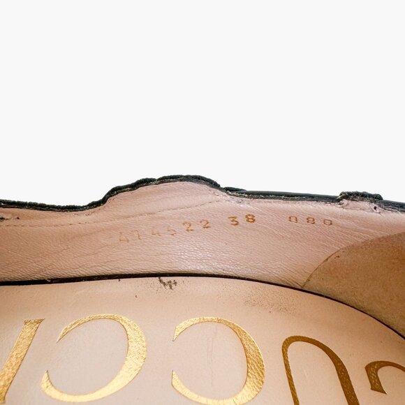 Gucci Ophelia Floral-Embroidered Pump EU 38 US 8 Black Leather High Heel Pointed - Picture 12 of 15